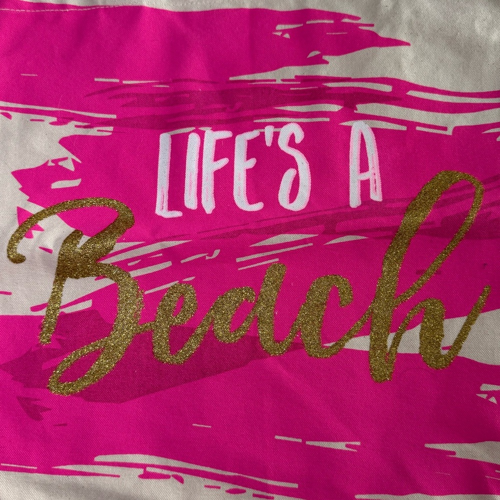 Mud Pie “Life’s a Beach” Canvas Tote - One Size - Picture 2 of 9